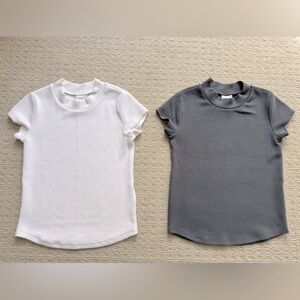 2 Abercrombie Kids Mock Neck White and Gray T-Shirts